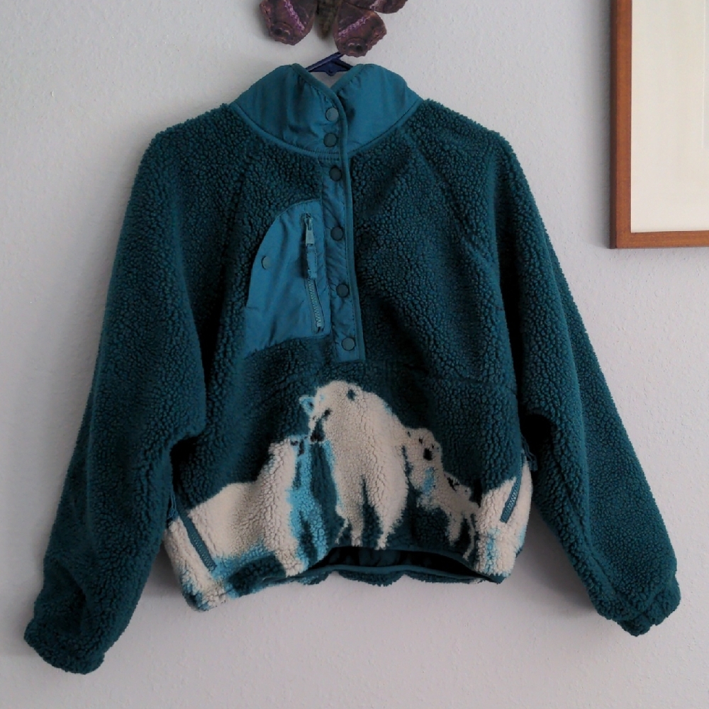 🐻‍❄️Free People Movement Hit the Slopes Printed Pullover Polar Bear Fleece❄️